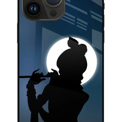 Shri Krishna Silhouette iPhone 14 Pro Max Glass Case