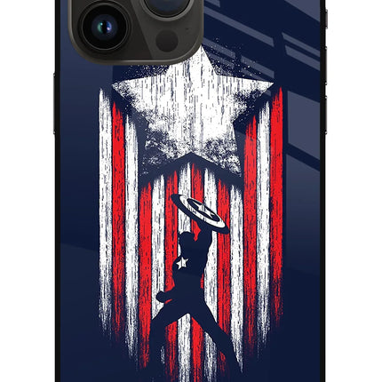 Captain America Marvel Art iPhone 14 Pro Max Glass Case