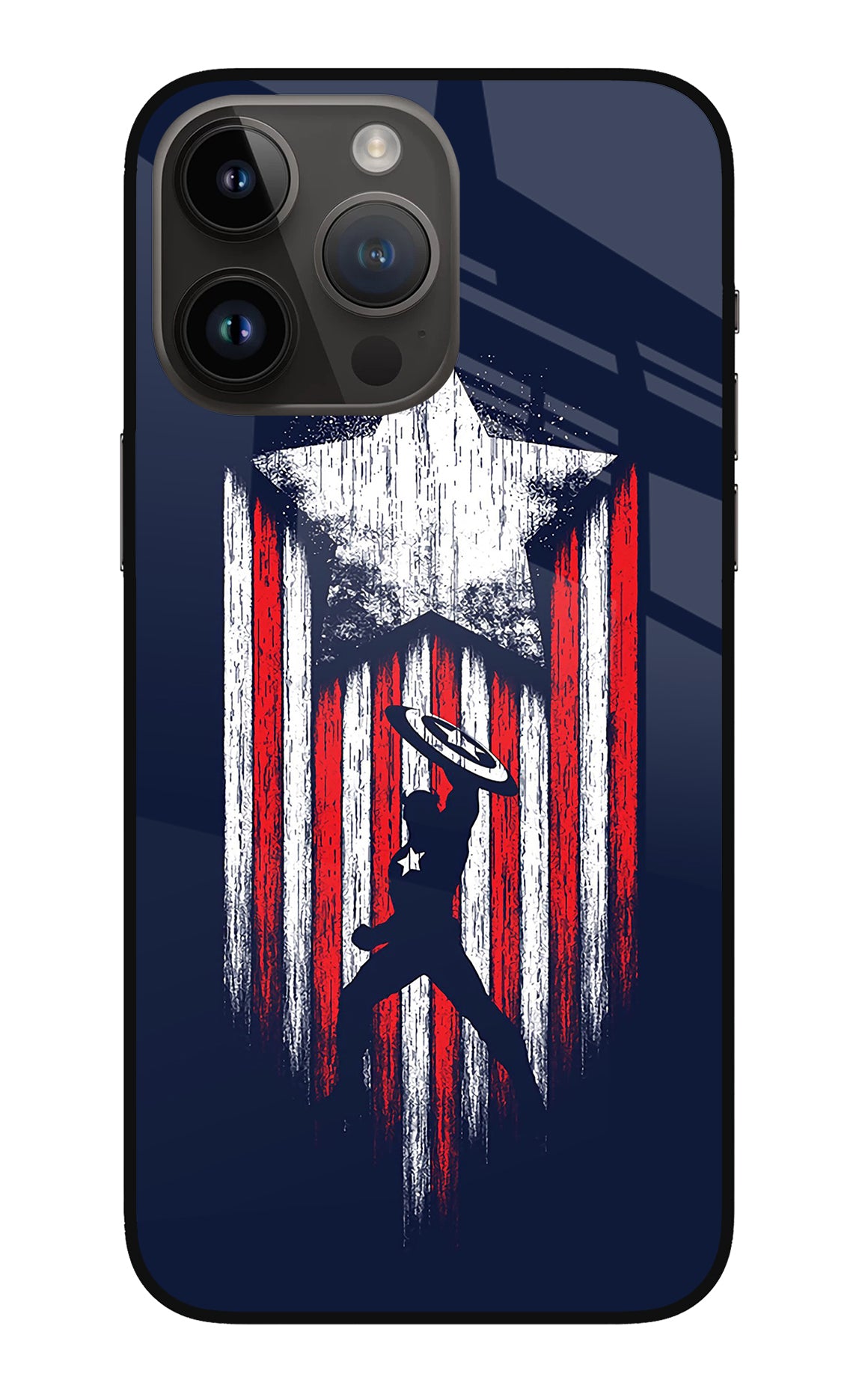 Captain America Marvel Art iPhone 14 Pro Max Glass Case