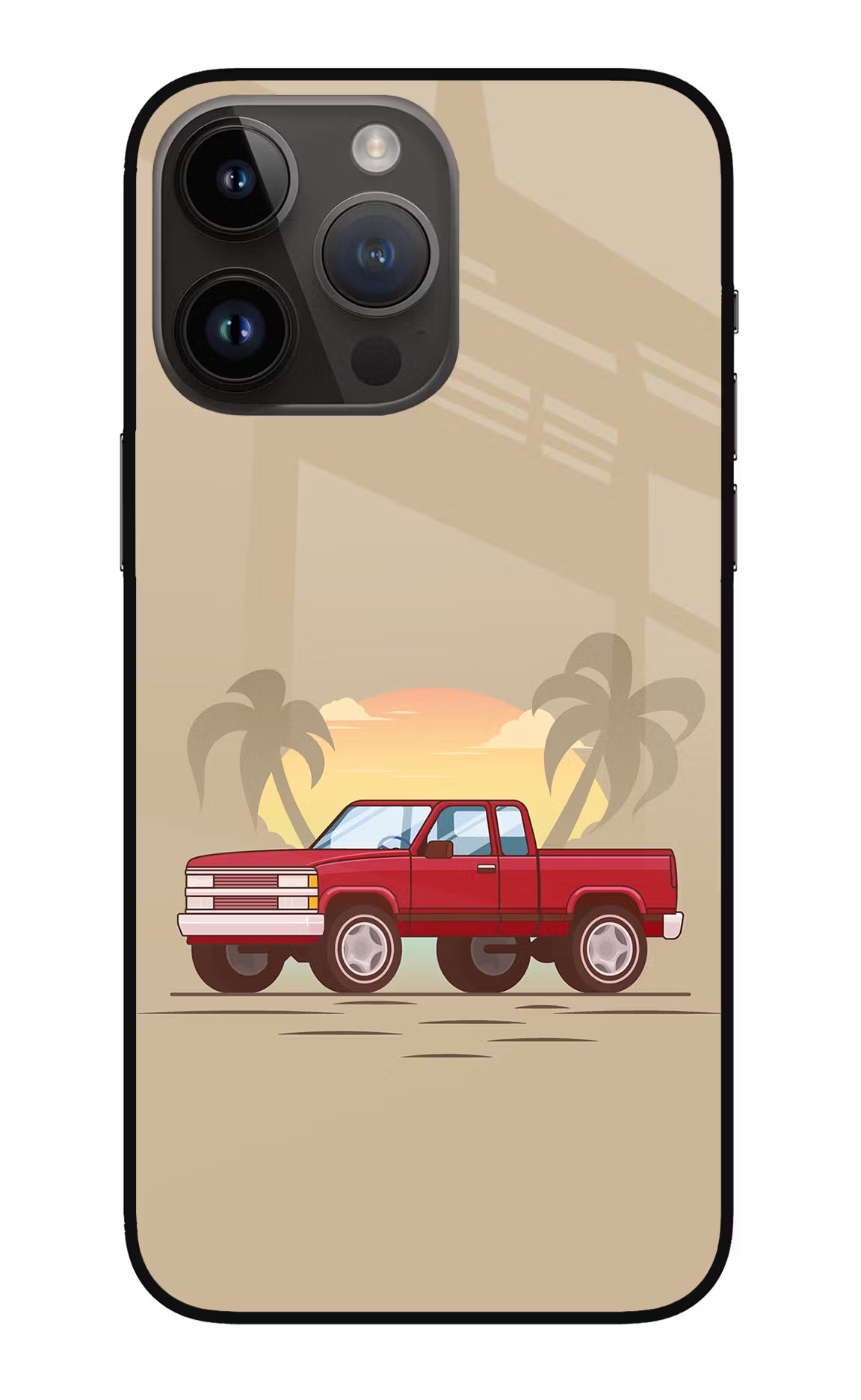 Desert Classic Drive iPhone 14 Pro Max Glass Case Back Cover by Casekaro
