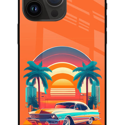 Palm Drive 80s iPhone 14 Pro Max Glass Case