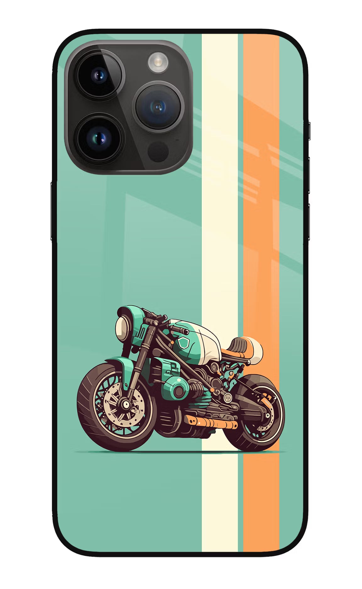 Striped Moto Drift iPhone 14 Pro Max Glass Case