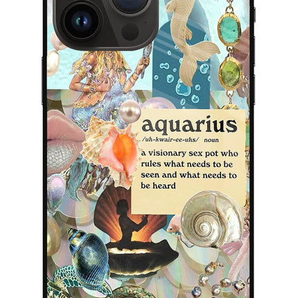 Aquarius Zodiac iPhone 14 Pro Max Glass Case