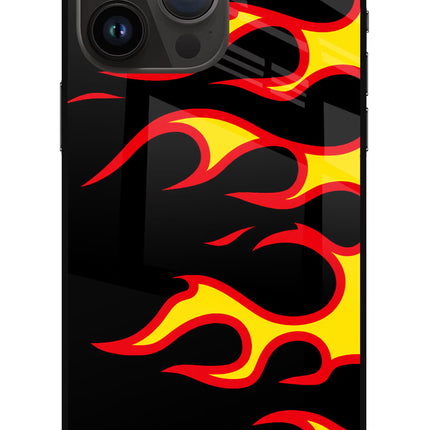Side Sweep Flames iPhone 14 Pro Max Glass Case