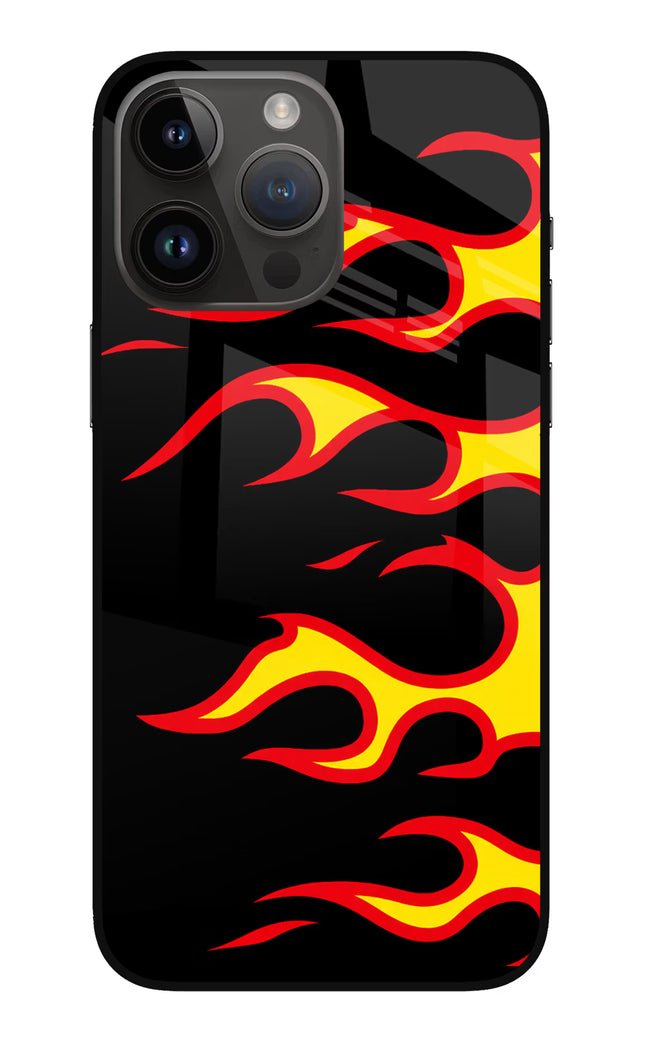 Side Sweep Flames iPhone 14 Pro Max Glass Case