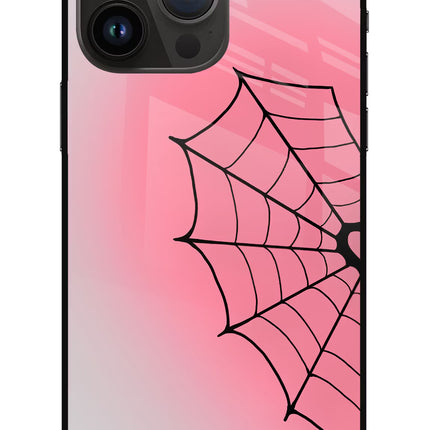 Pink Web iPhone 14 Pro Max Glass Case
