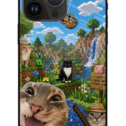 Minecraft Cat Chaos iPhone 14 Pro Max Glass Case