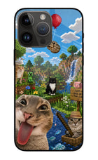 Minecraft Cat Chaos iPhone 14 Pro Max Glass Case
