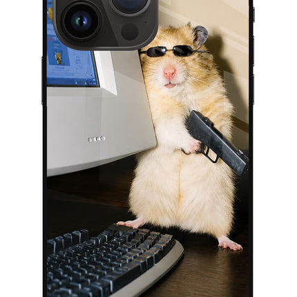 Hacker Hamster iPhone 14 Pro Max Glass Case