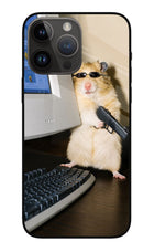 Hacker Hamster iPhone 14 Pro Max Glass Case