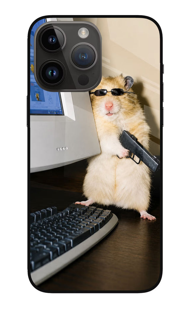 Hacker Hamster iPhone 14 Pro Max Glass Case