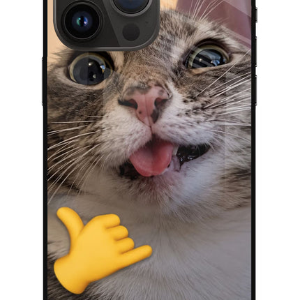 Silly Cat Call iPhone 14 Pro Max Glass Case