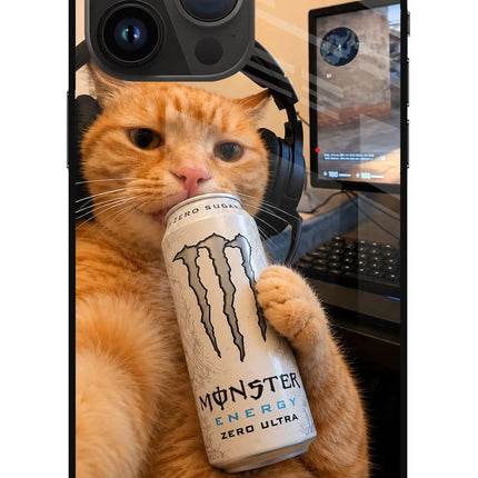 Gamer Cat Energy iPhone 14 Pro Max Glass Case