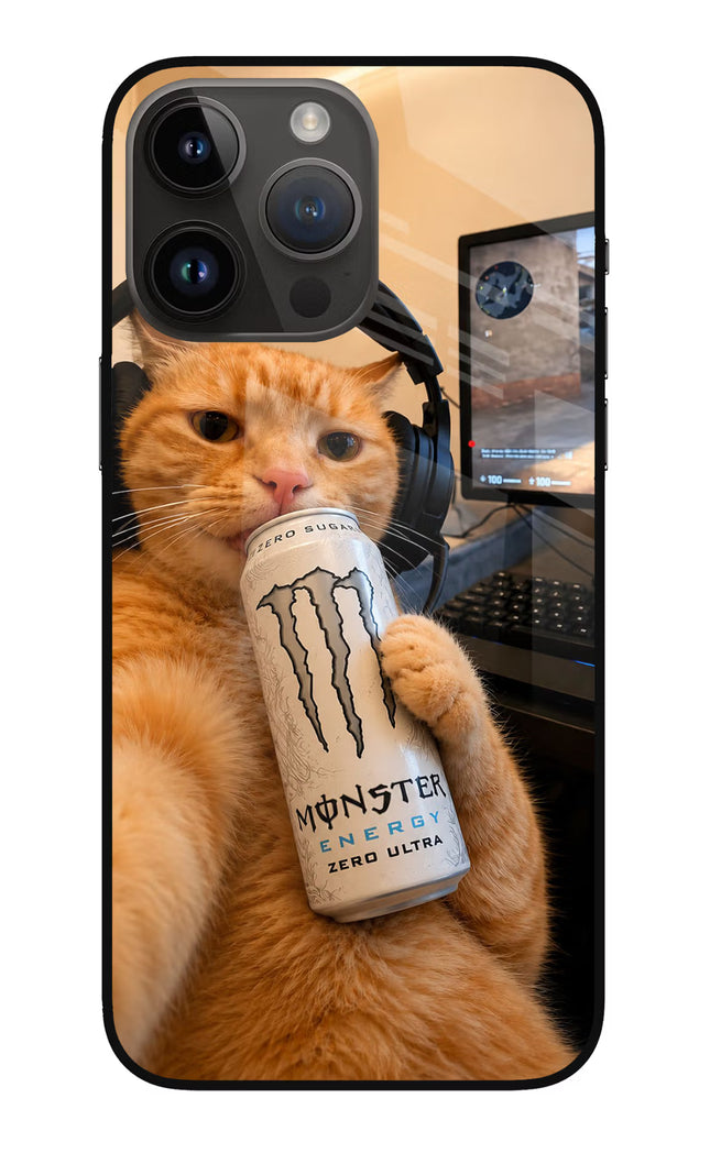 Gamer Cat Energy iPhone 14 Pro Max Glass Case