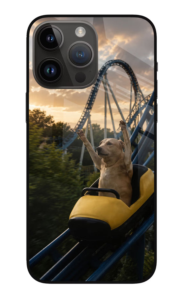 Rollercoaster Dog iPhone 14 Pro Max Glass Case