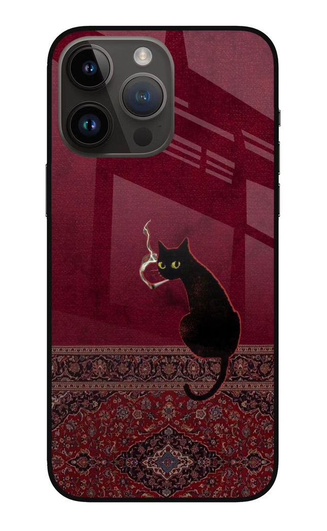 Midnight Cat iPhone 14 Pro Max Glass Case