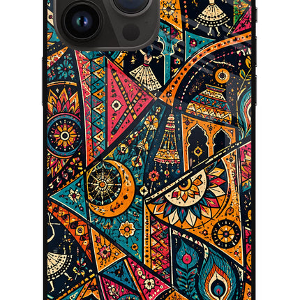 Folk Print iPhone 14 Pro Max Glass Case