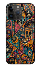 Folk Print iPhone 14 Pro Max Glass Case