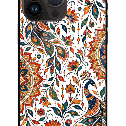 White Mayura iPhone 14 Pro Max Glass Case