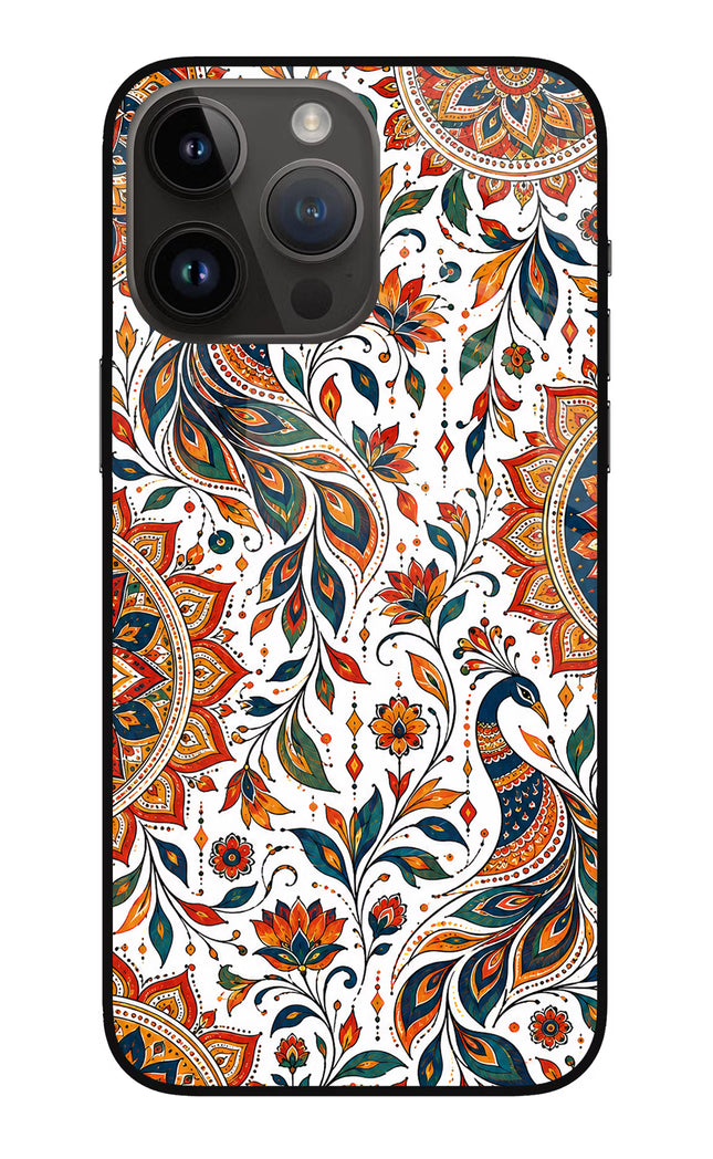 White Mayura iPhone 14 Pro Max Glass Case