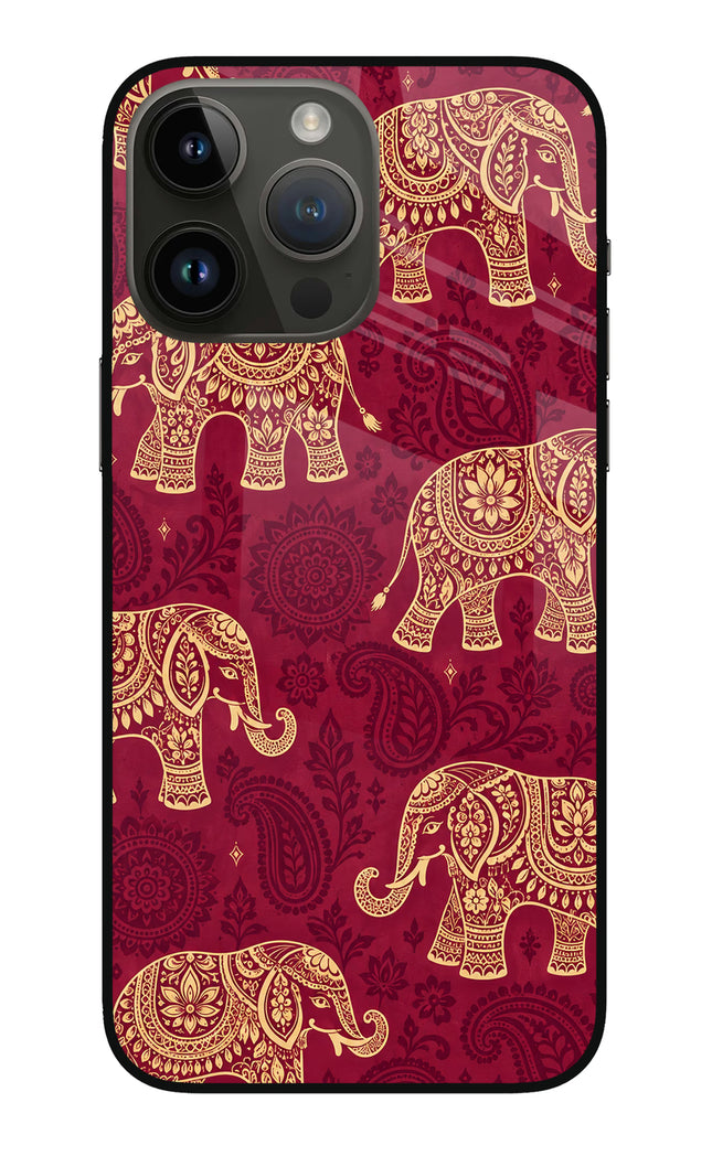 Maroon Elephant iPhone 14 Pro Max Glass Case
