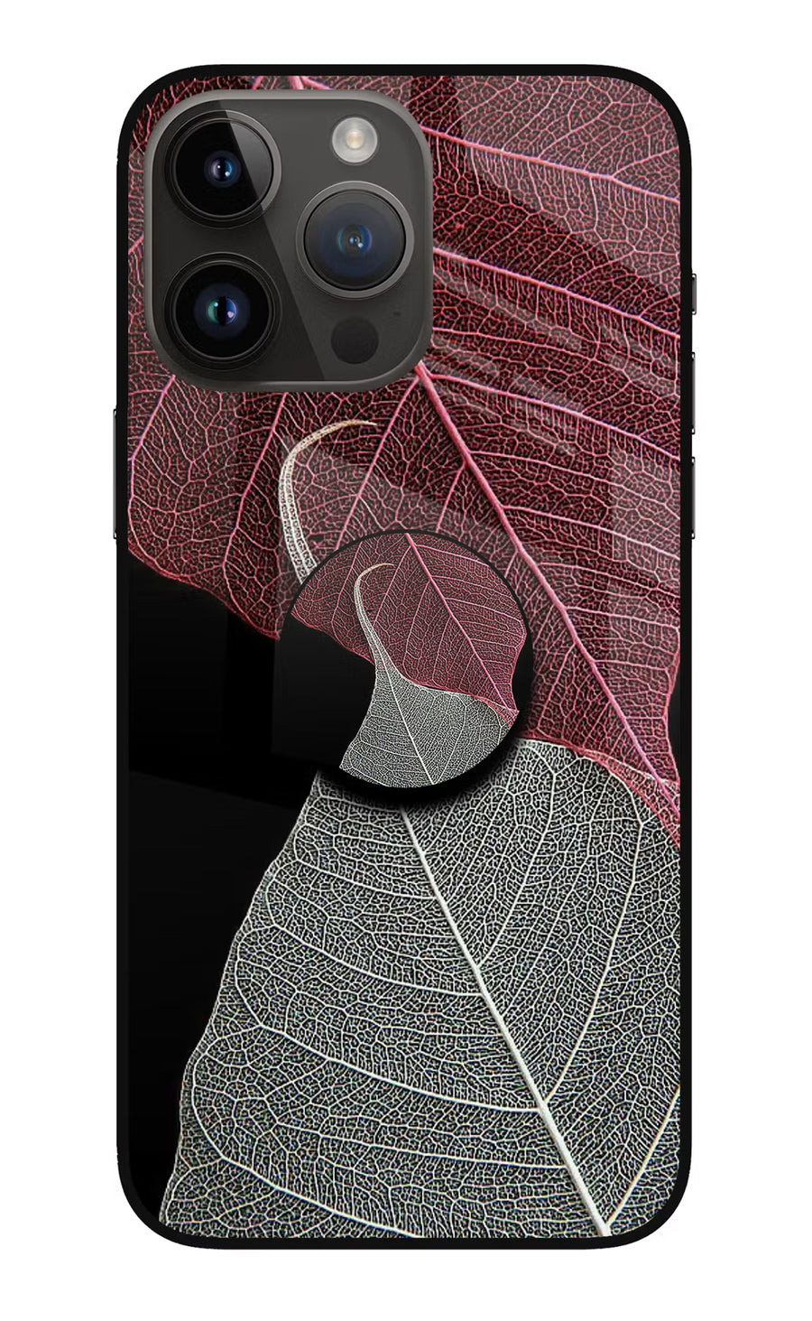 Leaf Pattern iPhone 14 Pro Max Pop Case, Metal case