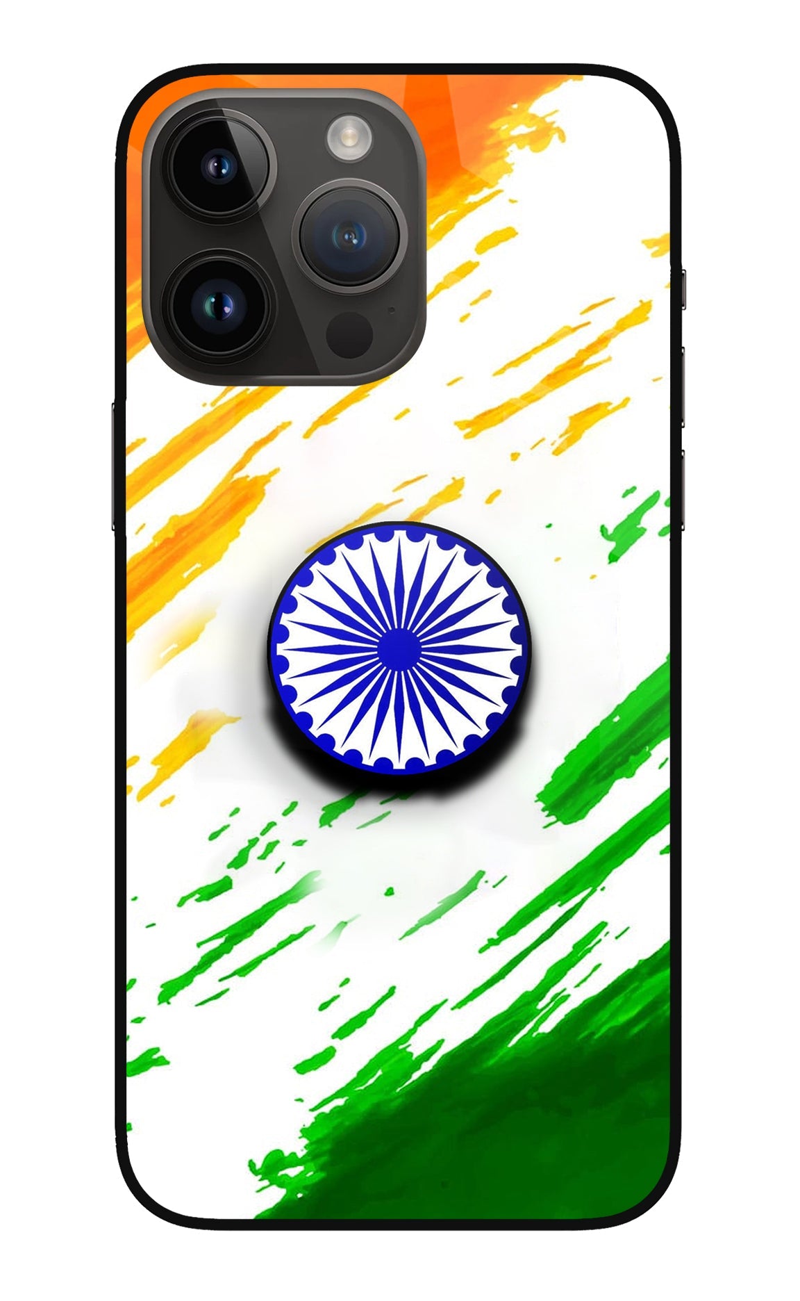 Indian Flag Ashoka Chakra iPhone 14 Pro Max Glass Case