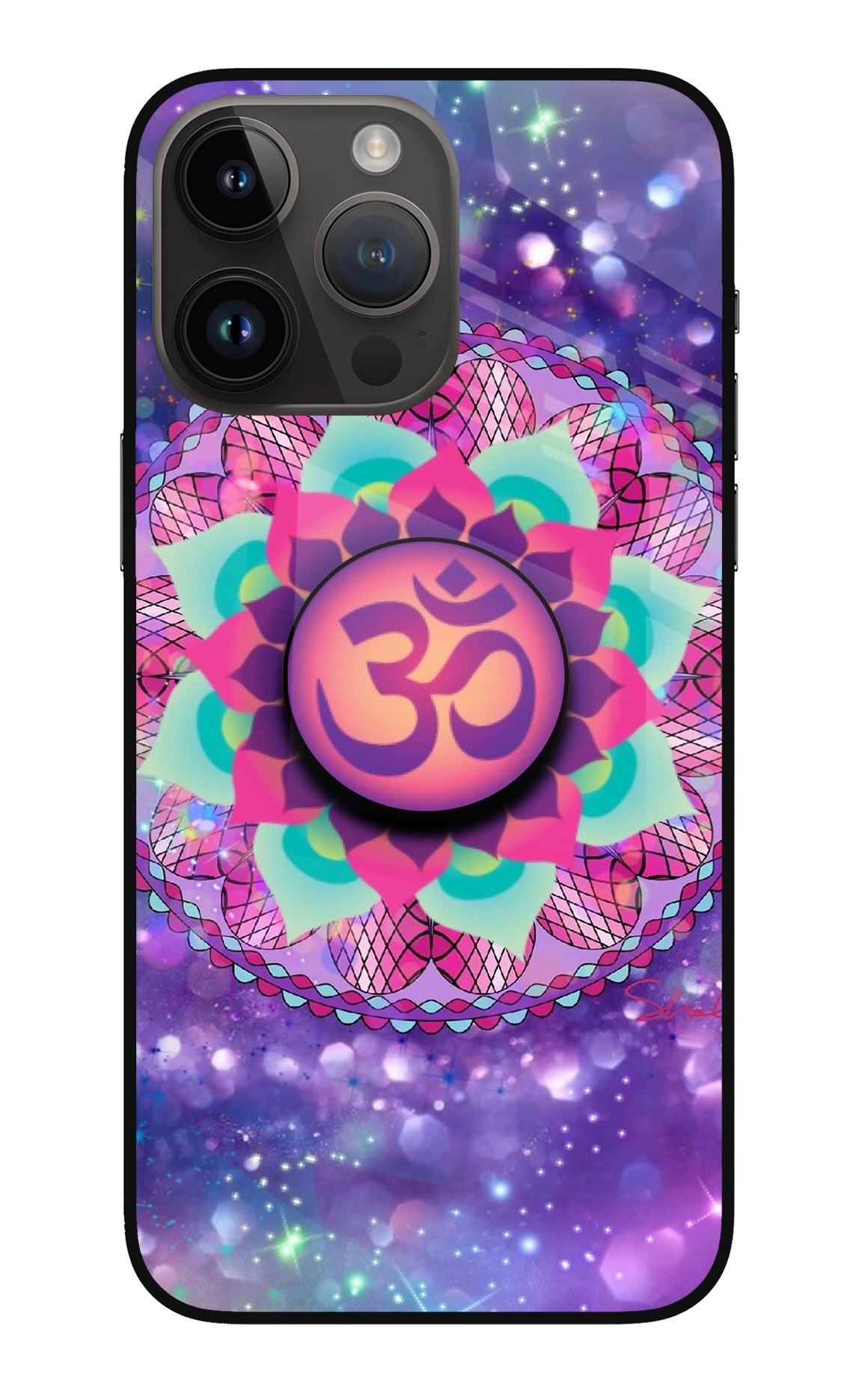 Om Purple iPhone 14 Pro Max Glass Case