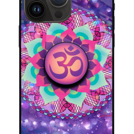 Om Purple iPhone 14 Pro Max Glass Case