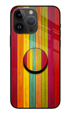 Multicolor Wooden iPhone 14 Pro Max Glass Case
