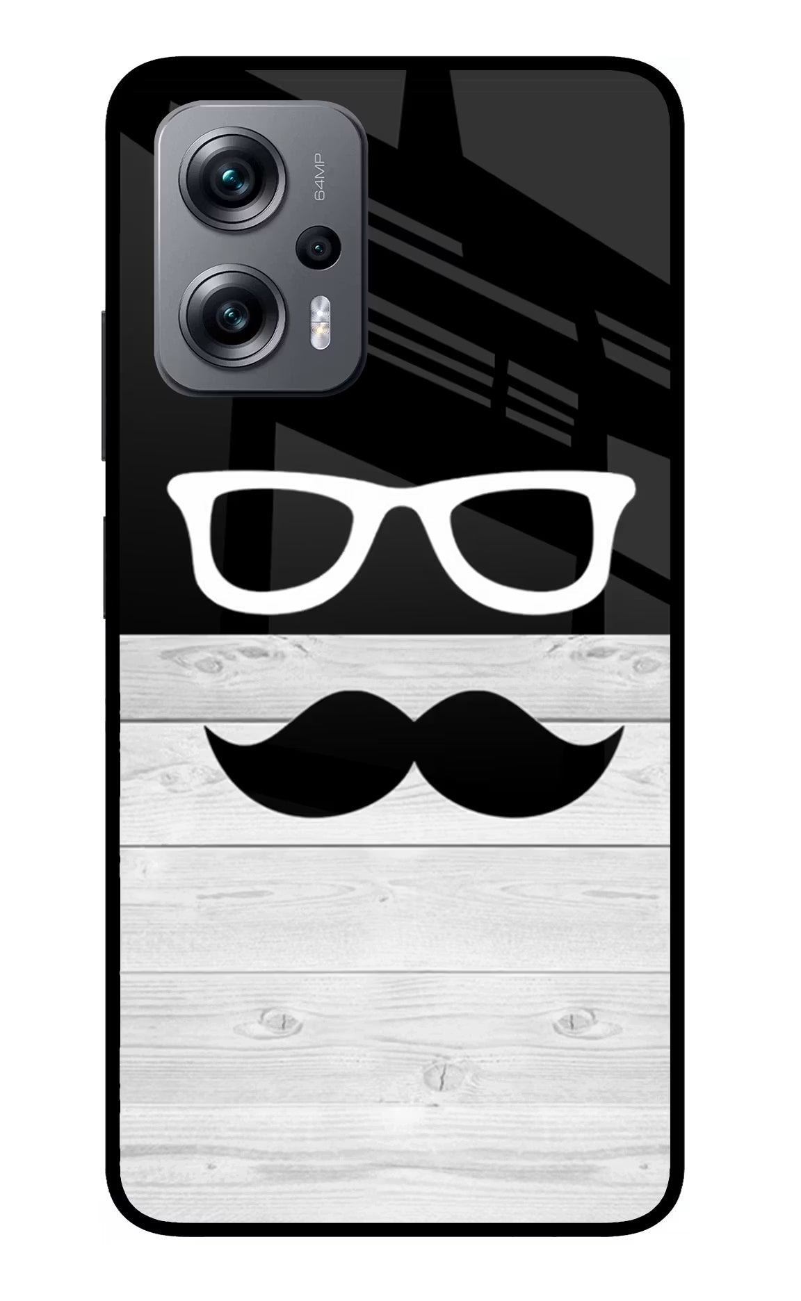 Mustache Redmi K50i Glass Case Back Cover by Casekaro