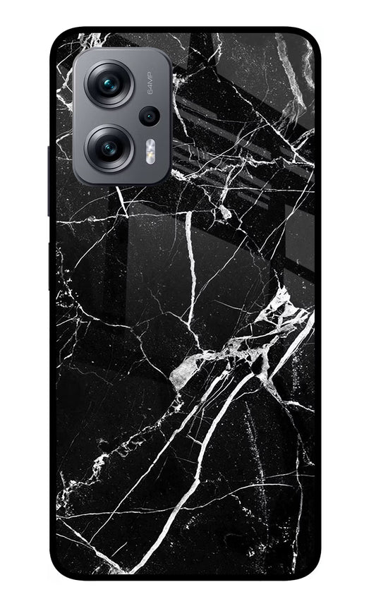 Black Marble Pattern Redmi K50i Glass Case