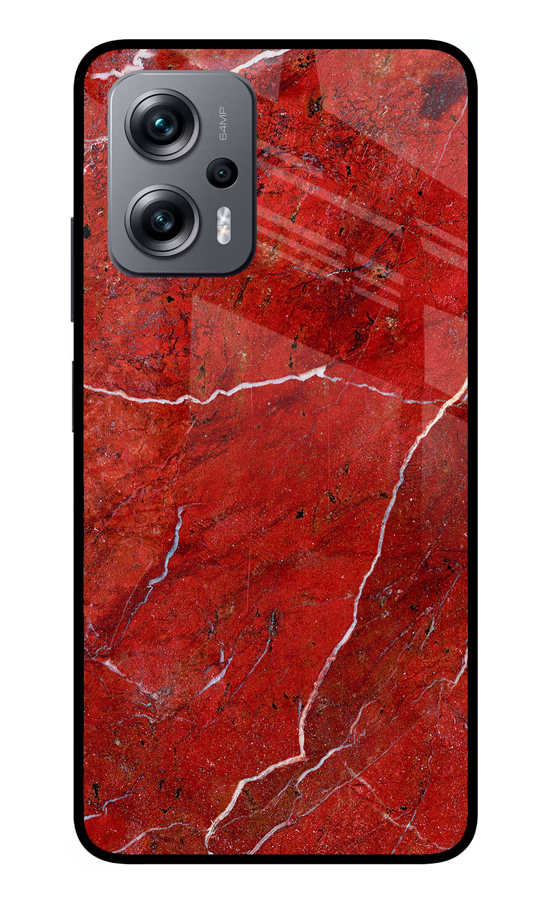 Red Marble Design Redmi K50i Glass Case
