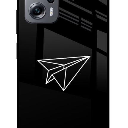 Paper Plane White Redmi K50i Glass Case Back Cover by Casekaro