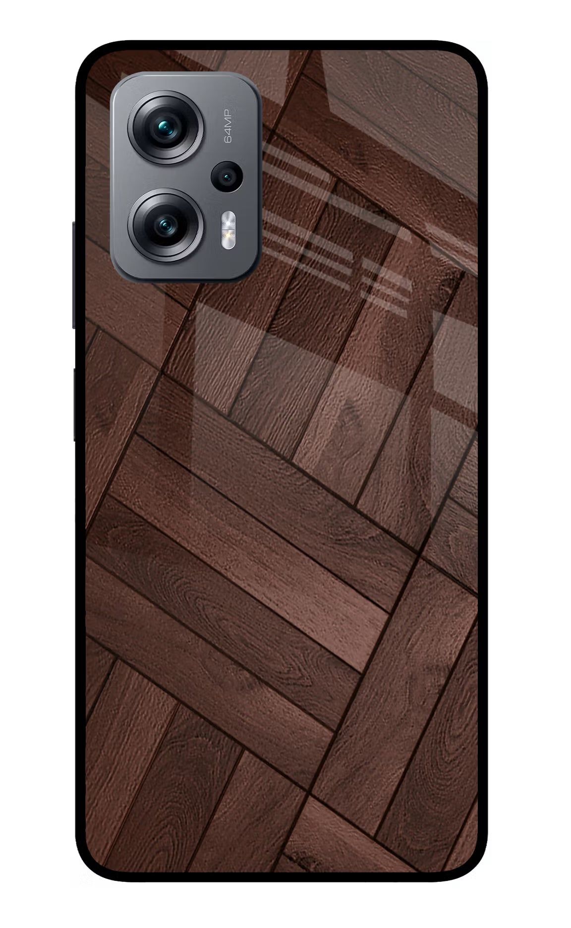 Wooden Texture Design Redmi K50i Glass Case Back Cover by Casekaro