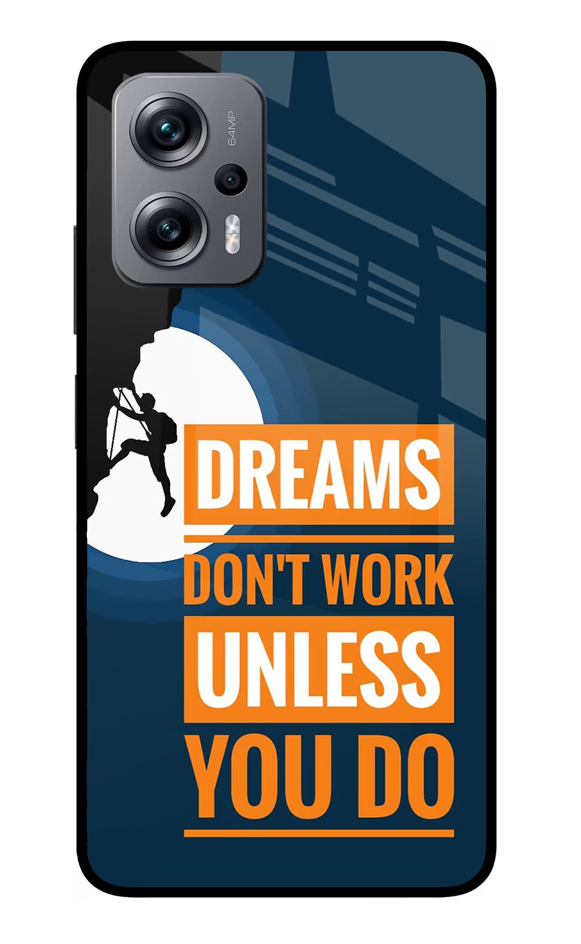 Dreams Don’T Work Unless You Do Redmi K50i Glass Case Back Cover by Casekaro
