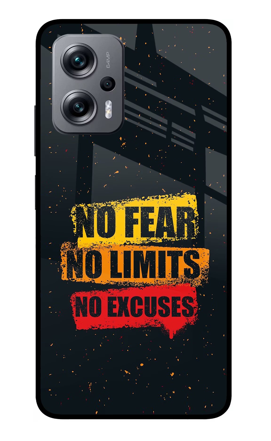 No Fear No Limits No Excuse Redmi K50i Glass Case Back Cover by Casekaro
