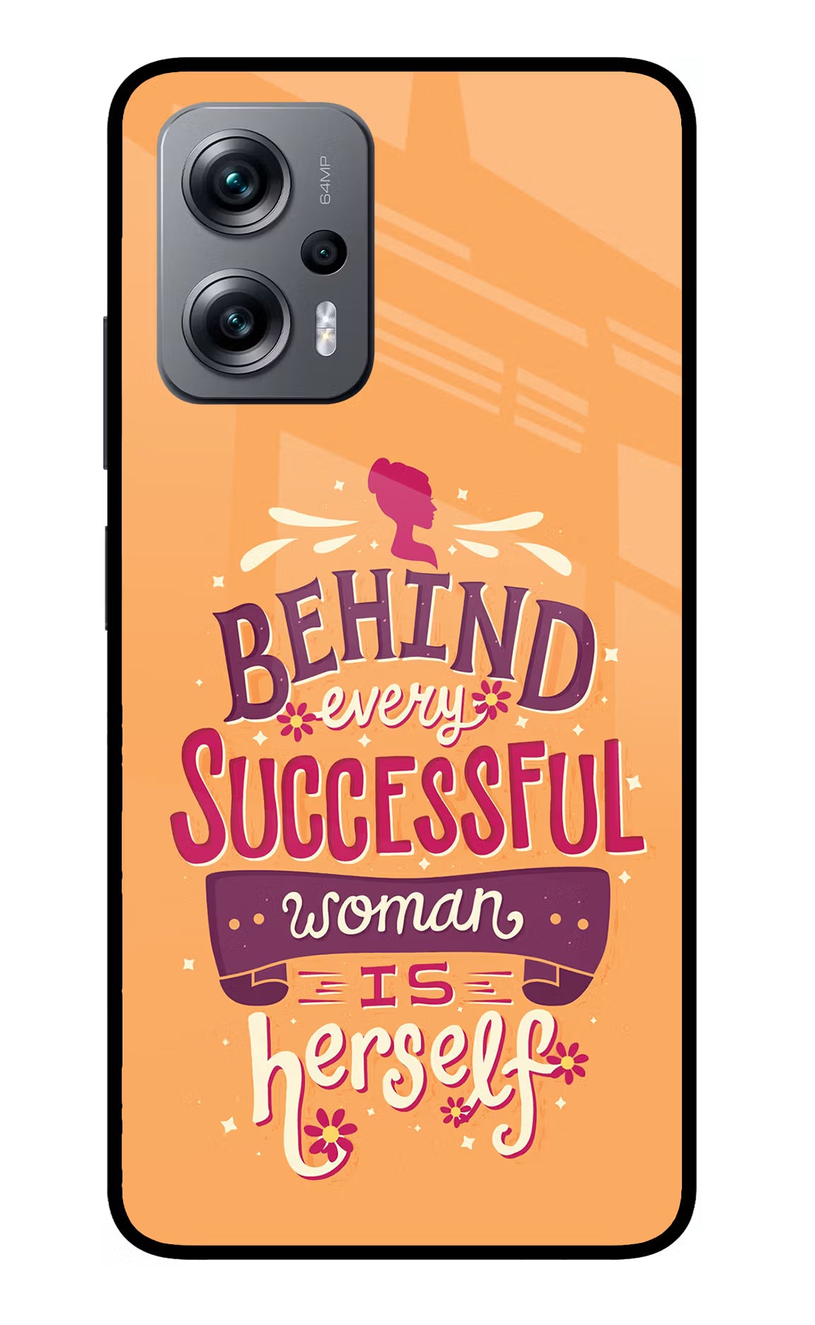 Behind Every Successful Woman There Is Herself Redmi K50i Glass Case Back Cover by Casekaro