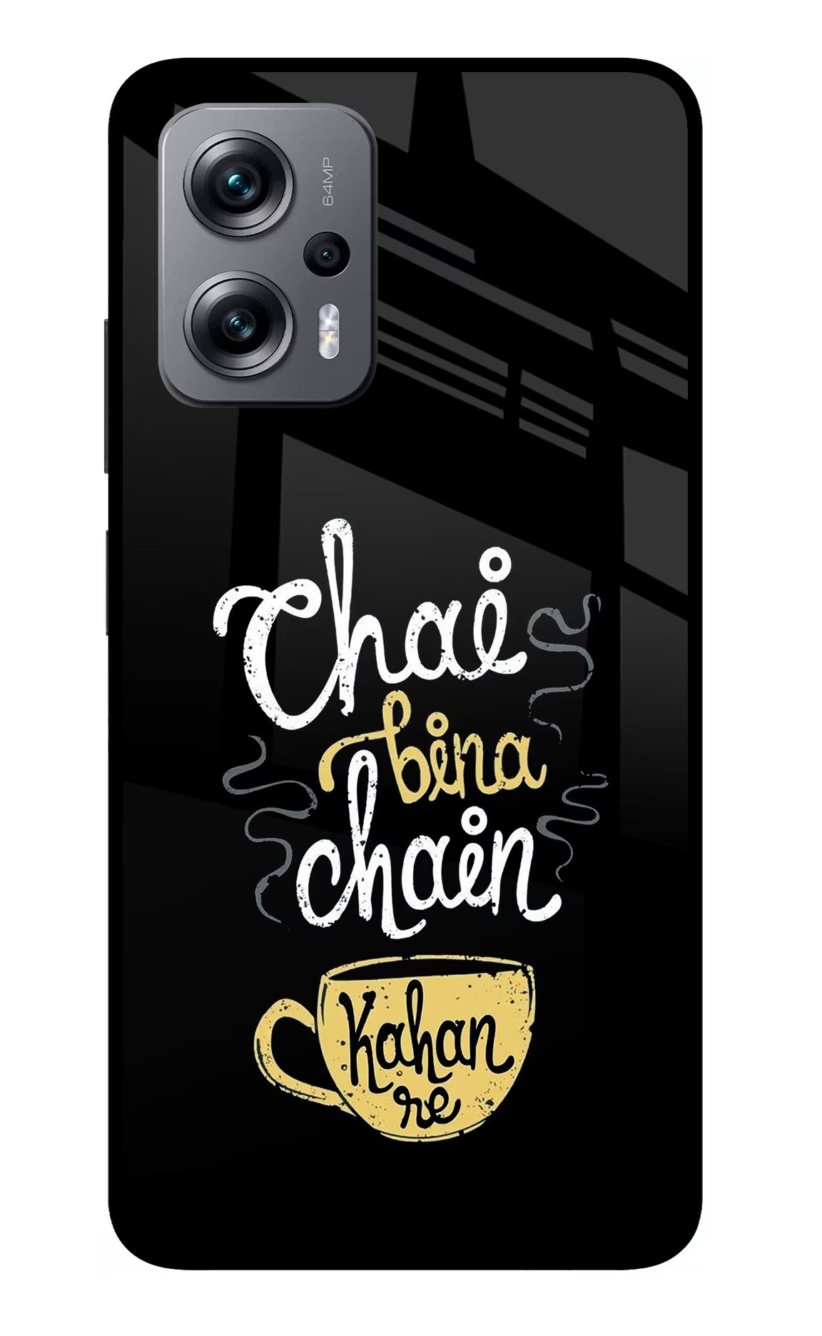 Chai Bina Chain Kaha Re Redmi K50i Glass Case Back Cover by Casekaro