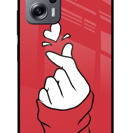 Korean Love Sign Redmi K50i Glass Case Back Cover by Casekaro