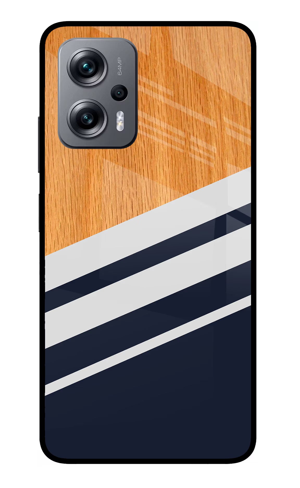 Blue and white wooden Redmi K50i Glass Case