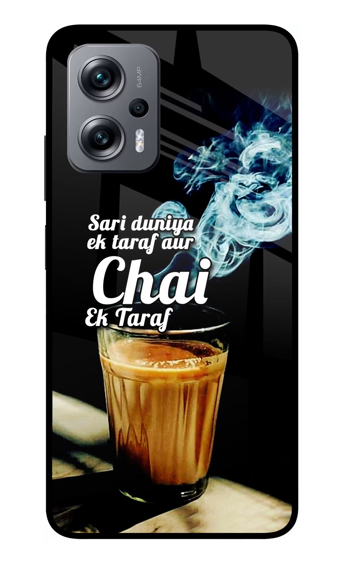 Chai Ek Taraf Quote Redmi K50i Glass Case Back Cover by Casekaro