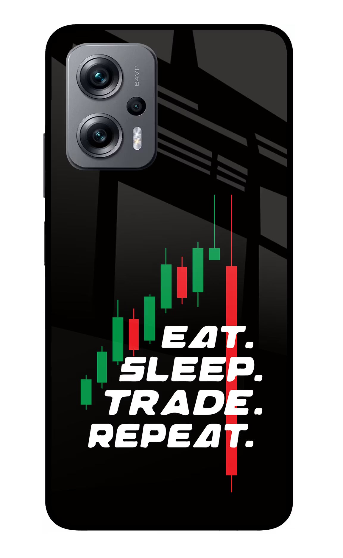 Eat Sleep Trade Repeat Redmi K50i Glass Case Back Cover by Casekaro