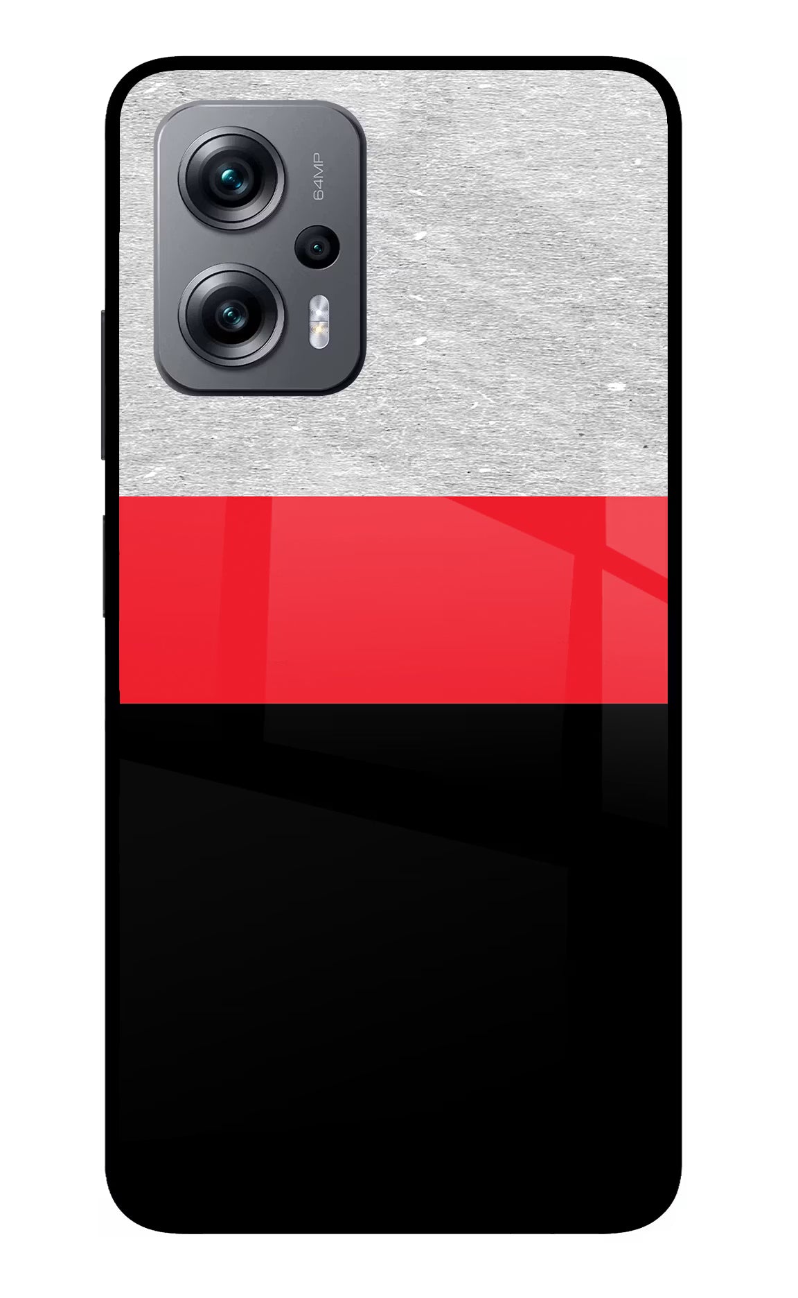 Tri Color Pattern Redmi K50i Glass Case Back Cover by Casekaro