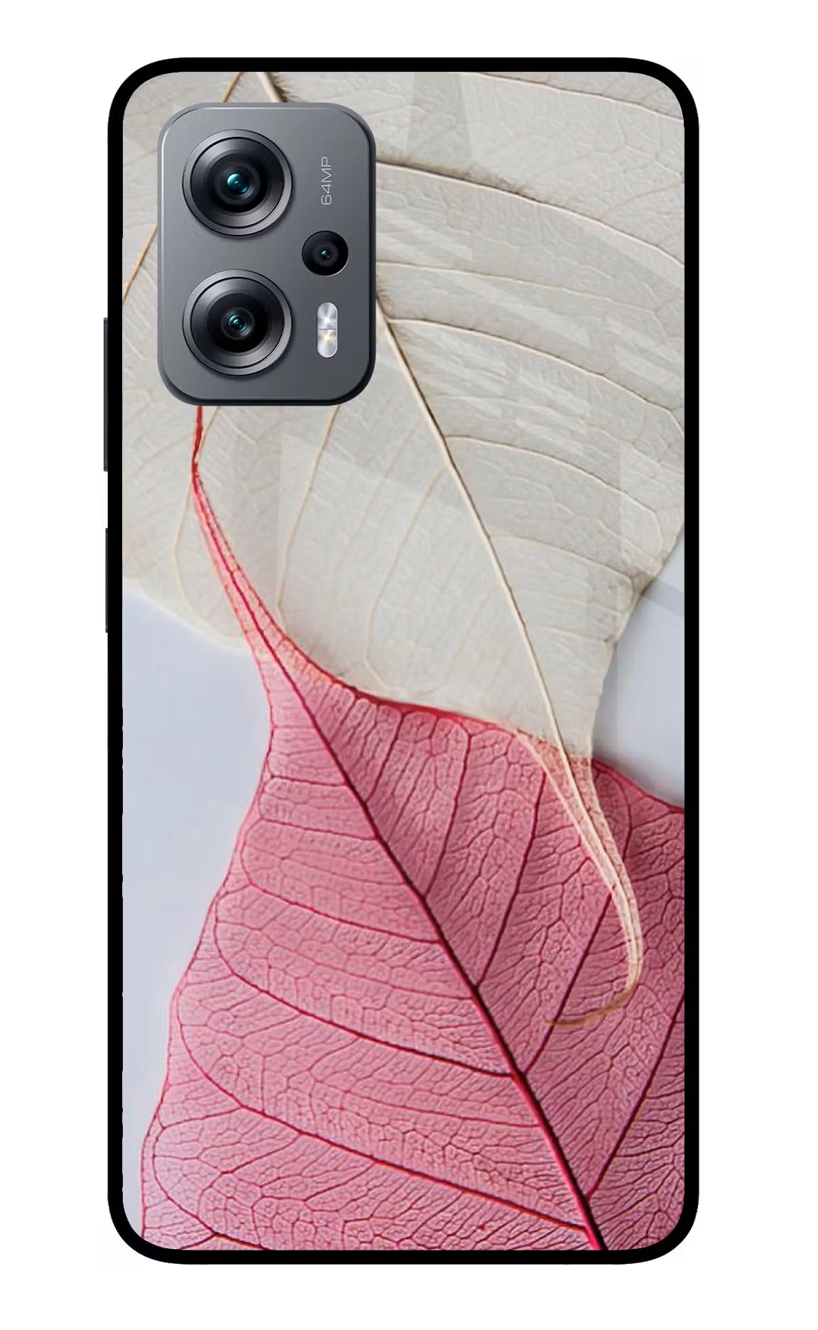 White Pink Leaf Redmi K50i Glass Case