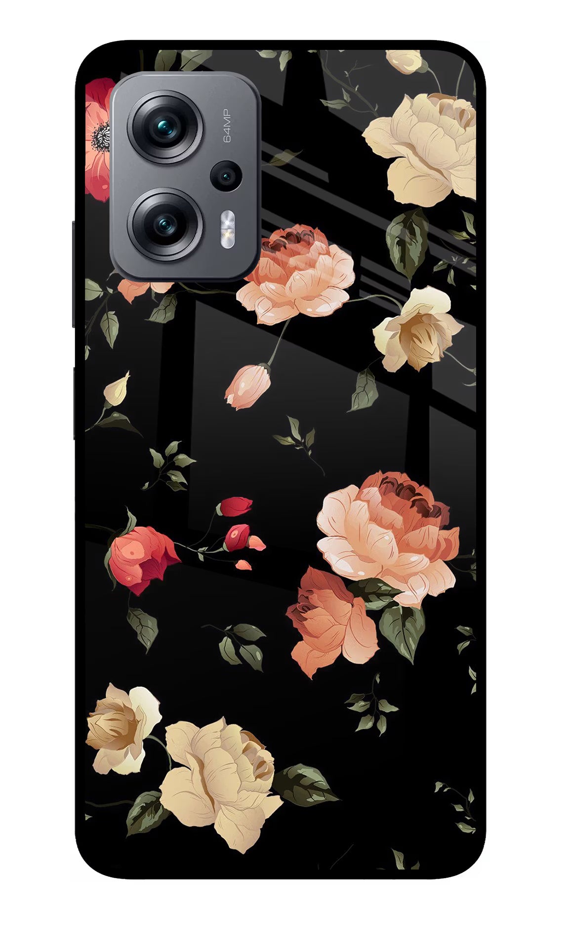 Flowers Redmi K50i Glass Case Back Cover by Casekaro