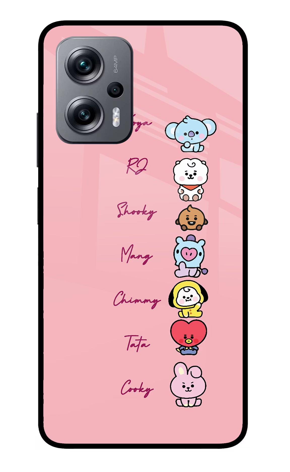 BTS names Redmi K50i Glass Case