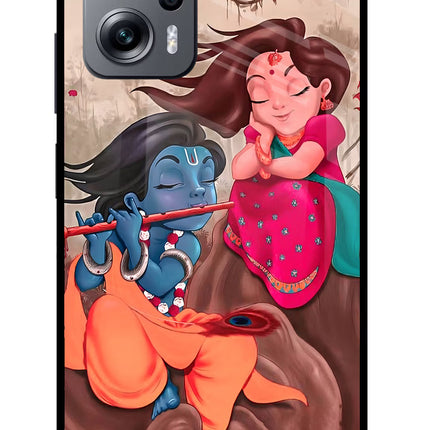 Radhe Krishna Redmi K50i Glass Case Back Cover by Casekaro