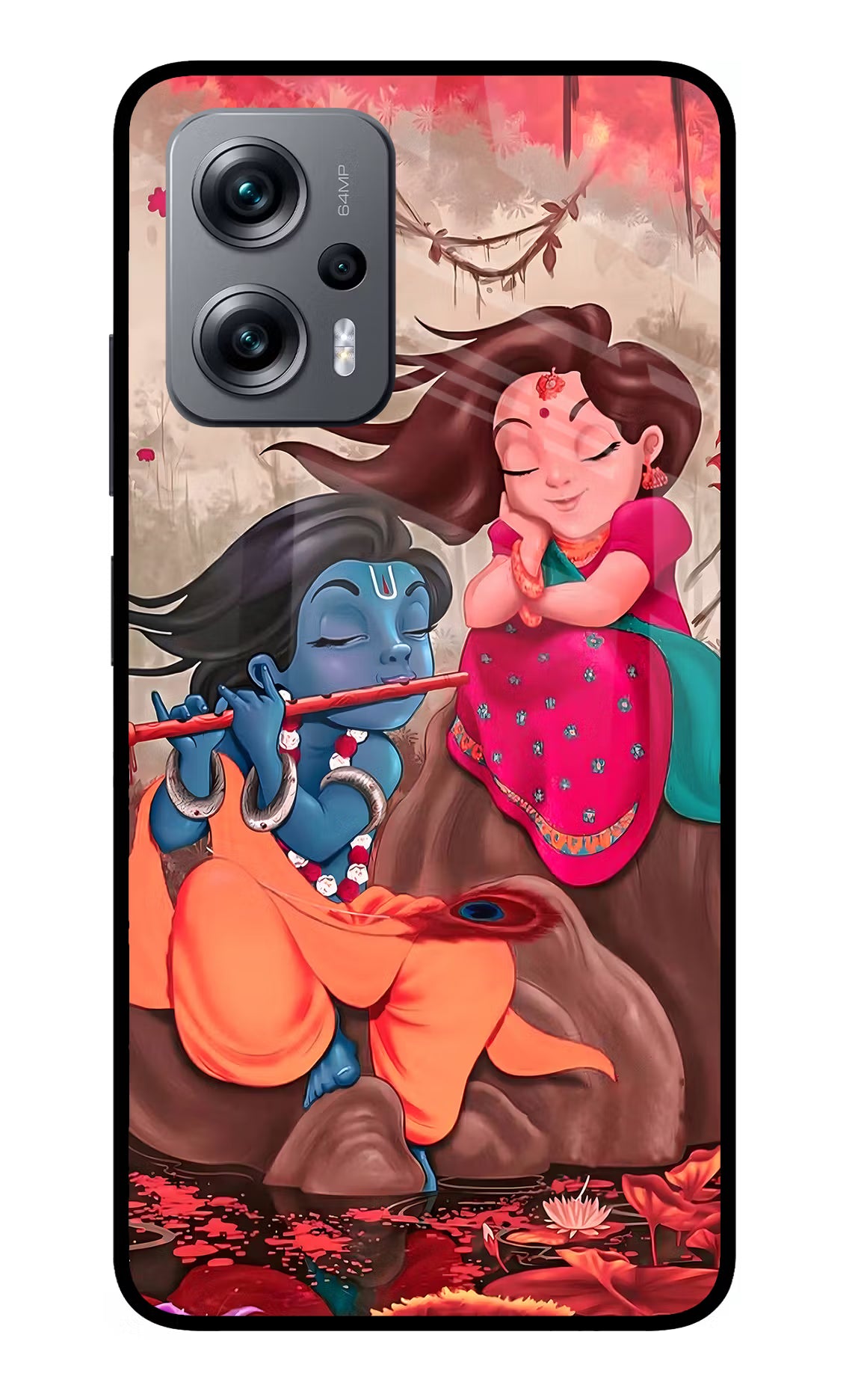 Radhe Krishna Redmi K50i Glass Case Back Cover by Casekaro