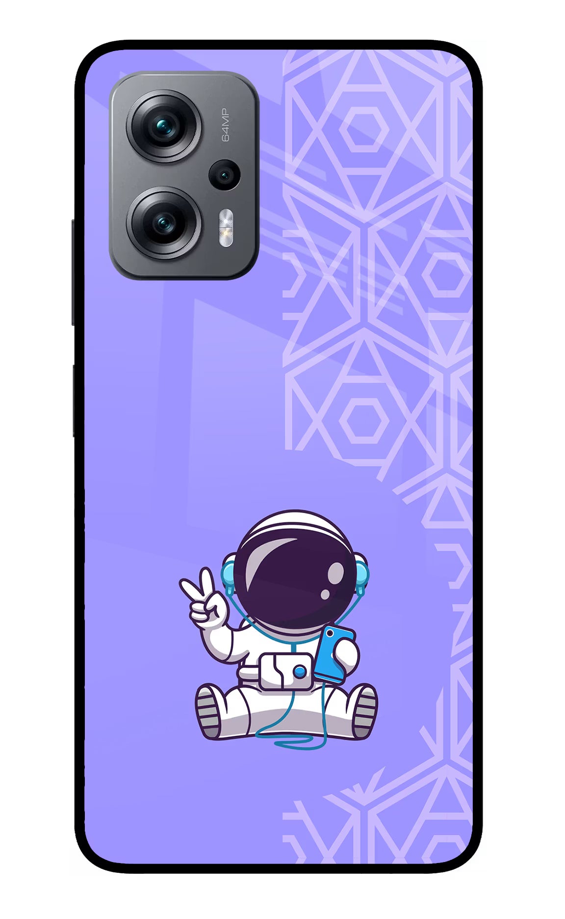 Cute Astronaut Chilling Redmi K50i Glass Case Back Cover by Casekaro